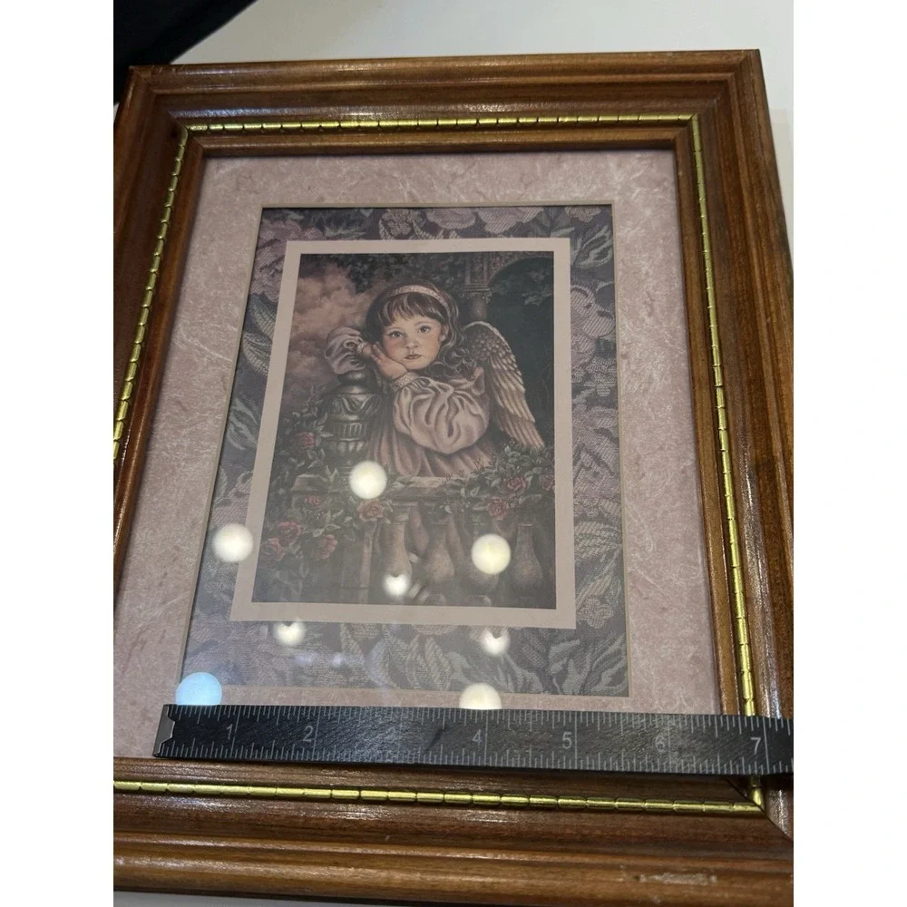 Vtg Home Interiors Angel Unaware Framed Print Donna Richardson Floral Matting